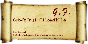 Gubányi Filoméla névjegykártya